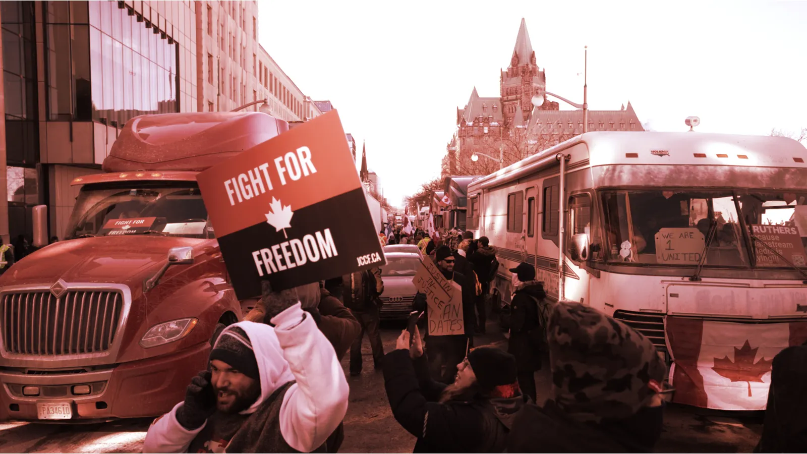 Truck drivers in Canada have been protesting the country's COVID measures. Image: Shutterstock.