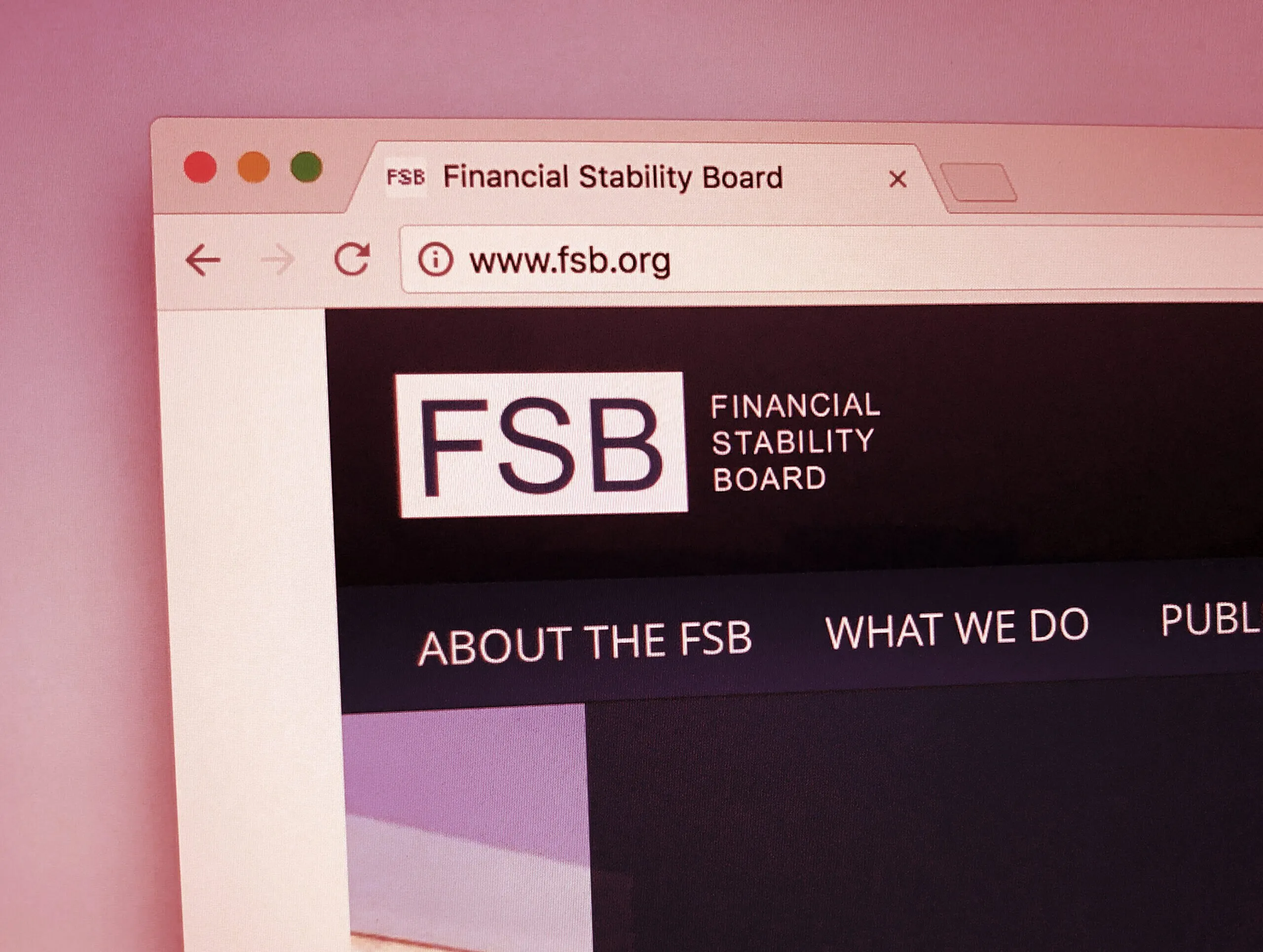 Website of the Financial Stability Board (FSB), based in Basel, Switzerland. (Shutterstock)