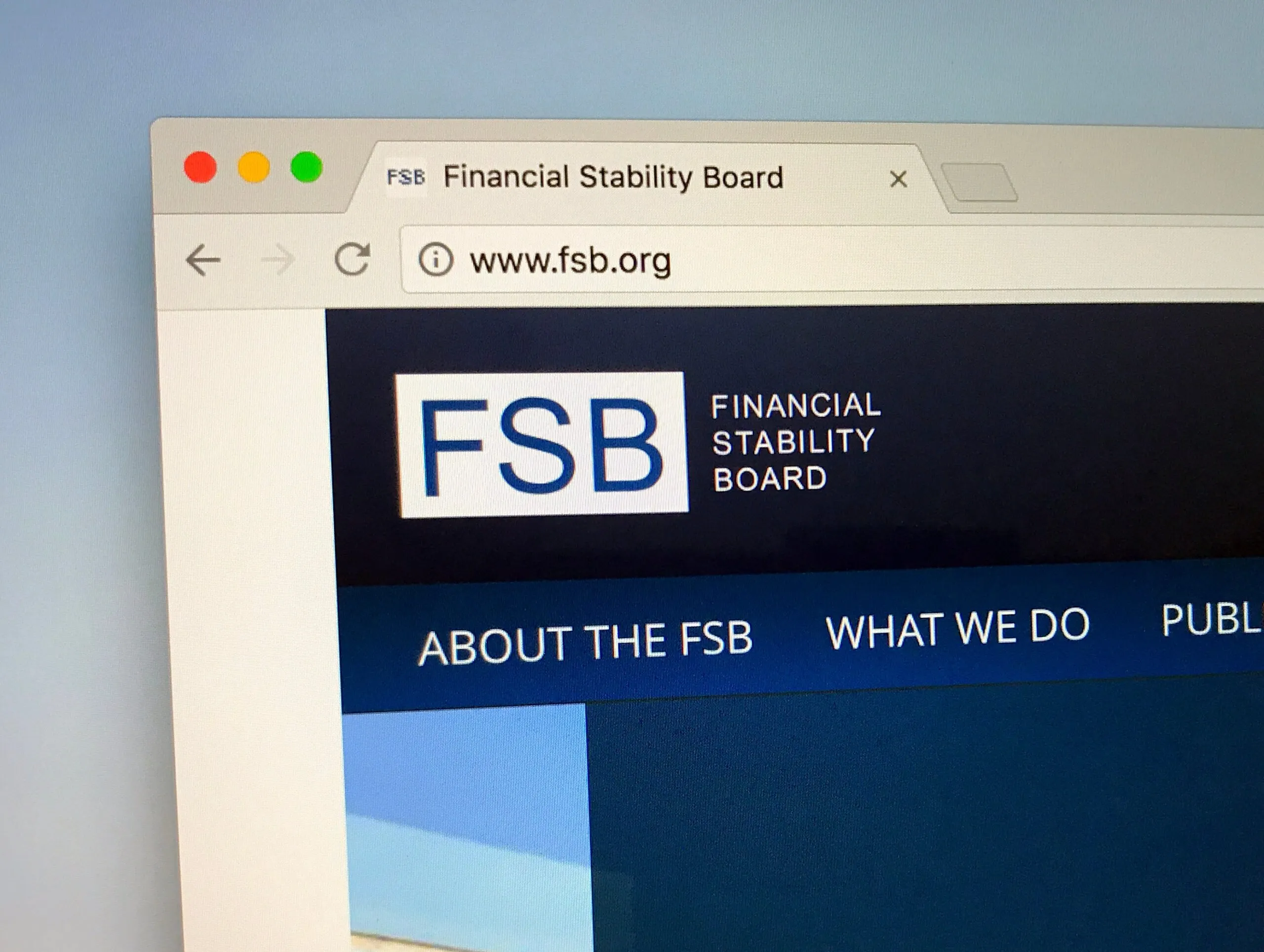 Website of the Financial Stability Board (FSB), based in Basel, Switzerland. (Shutterstock)