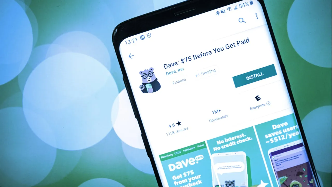 Dave money app on an Android phone. Image: Shutterstock