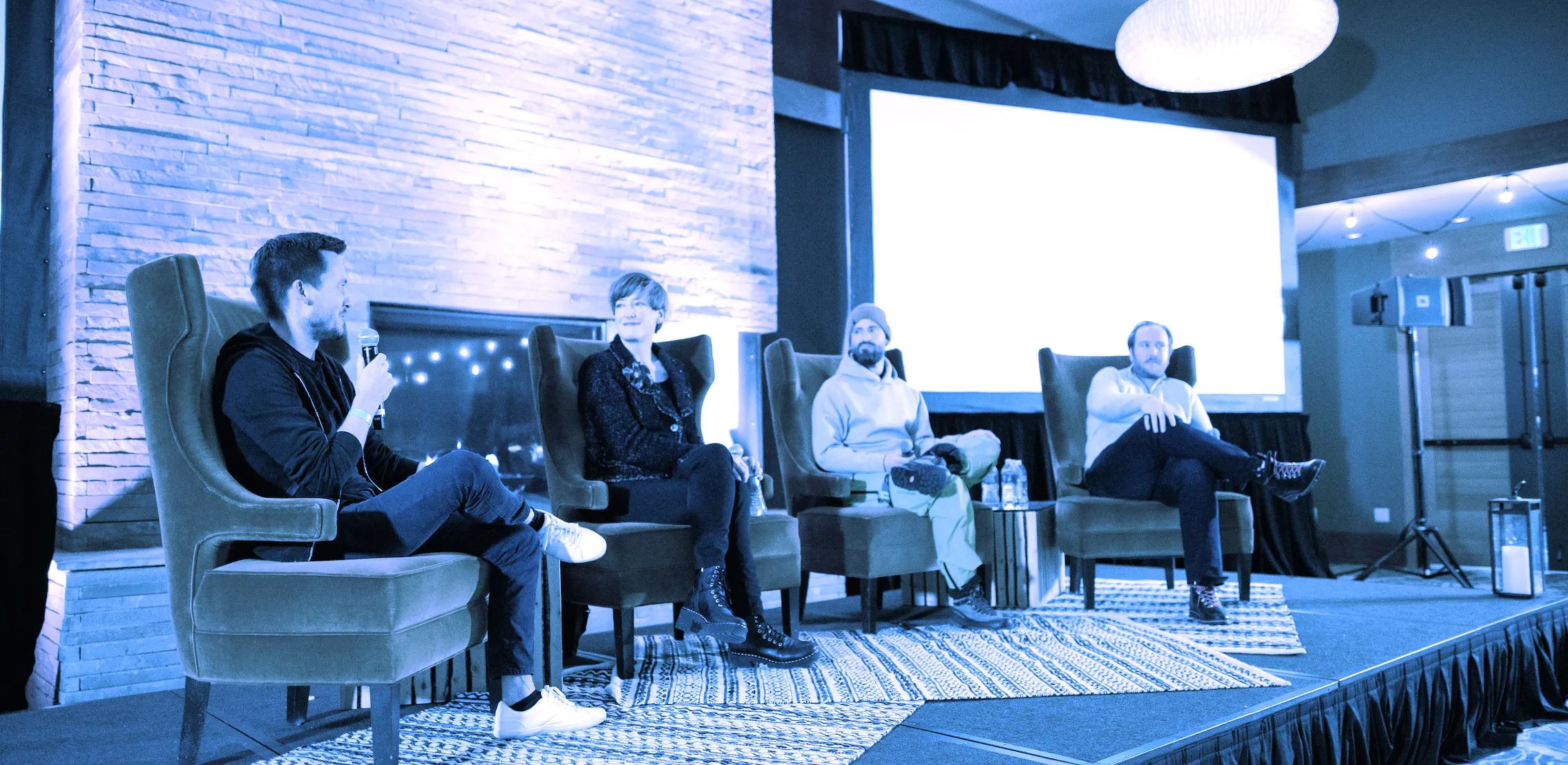 L-R: Ryan Bubinski, Caitlin Long, Yalor Mewn, Sam Cassatt talk DAOs at Camp Ethereal 2022 in Wyoming. (Photo: Chie Endo)
