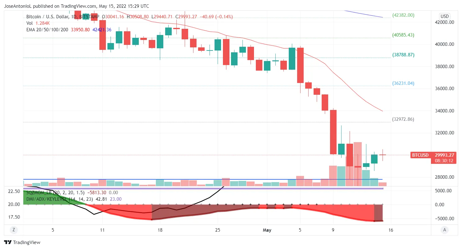 Precios de Bitcoin, Velas Diarias. Imagen: Tradingview