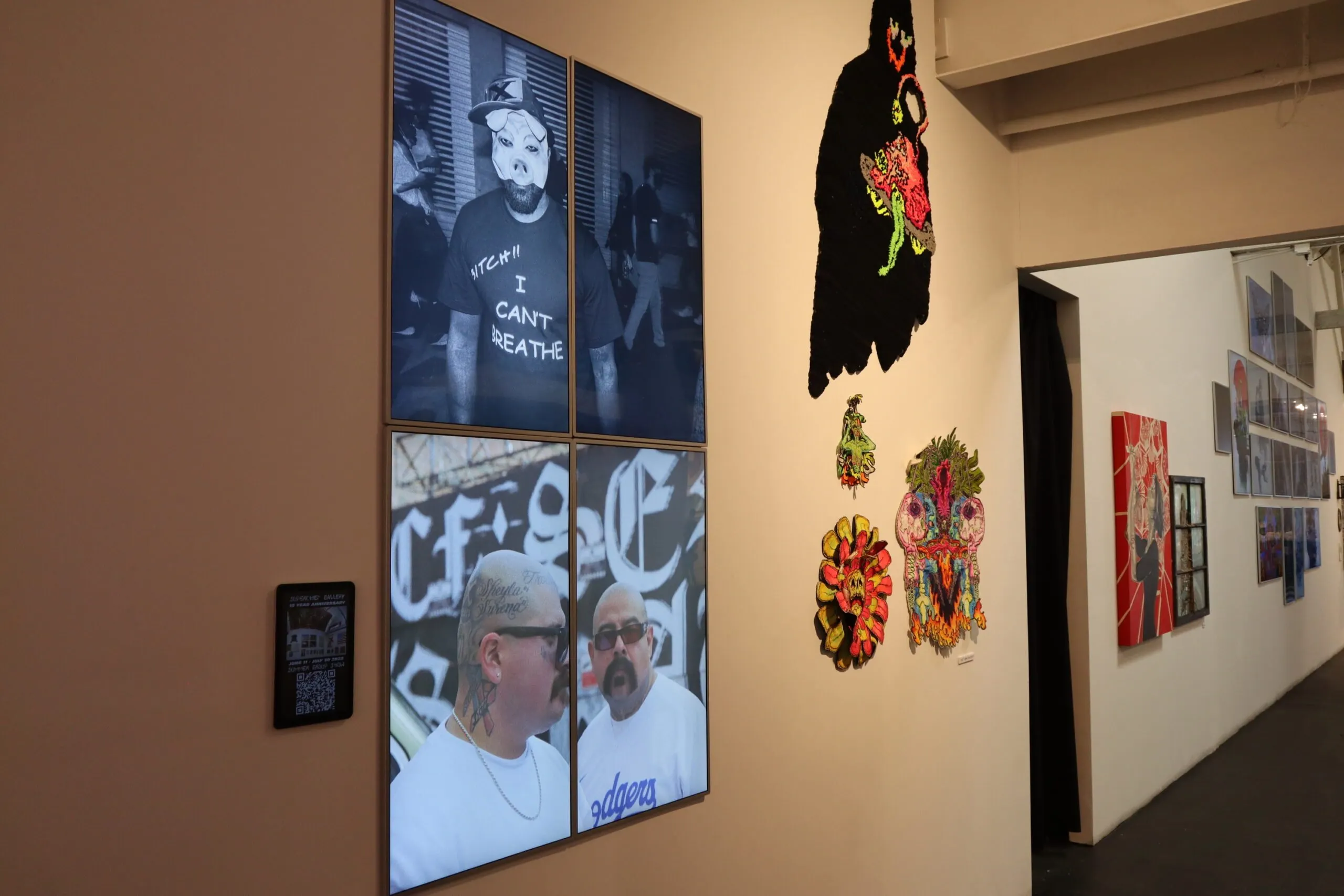 Image of Superchief gallery Los Angeles, showing four NFT screens.