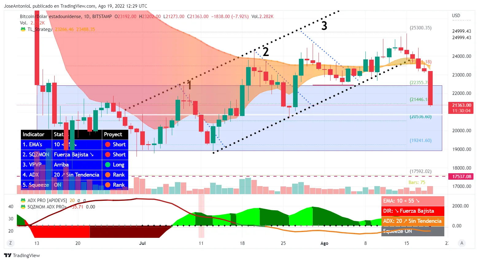 Precio de Bitcoin. Velas diarias. Imagen: Tradingview