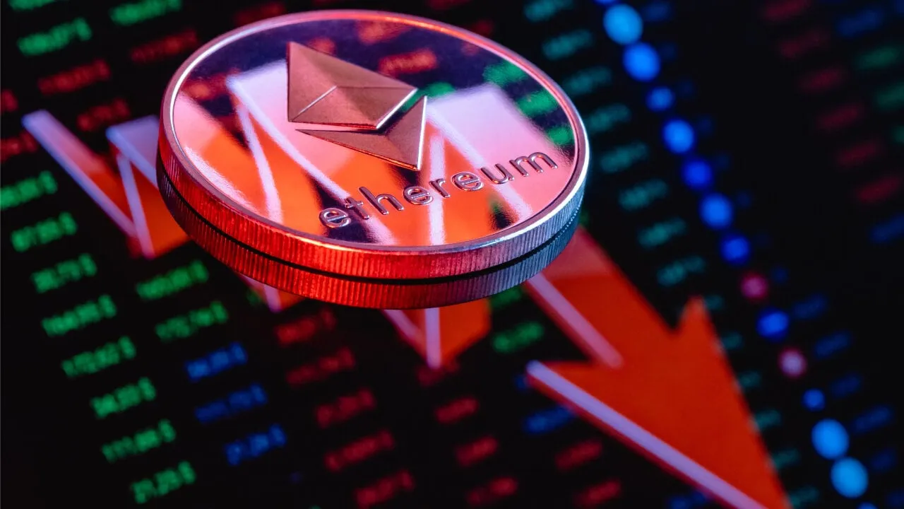 Ethereum's price is down. Image: Shutterstock