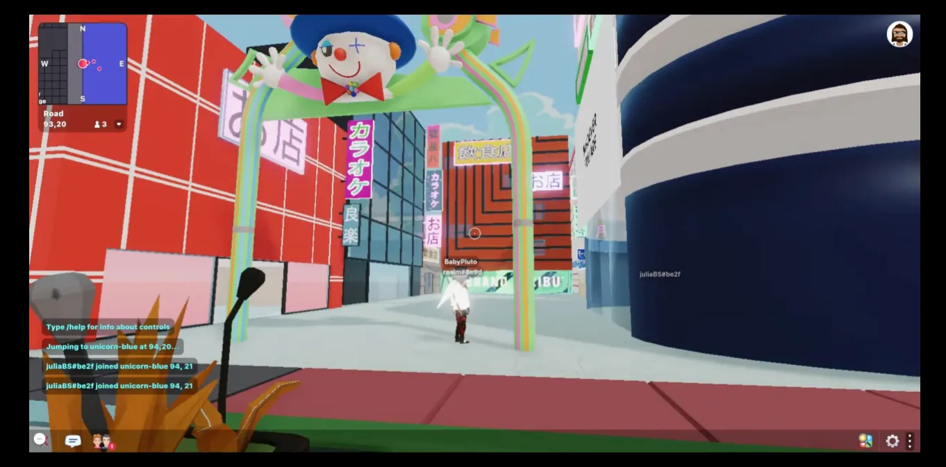 El distrito comercial Metakuju en Decentraland. Imagen: Youtube