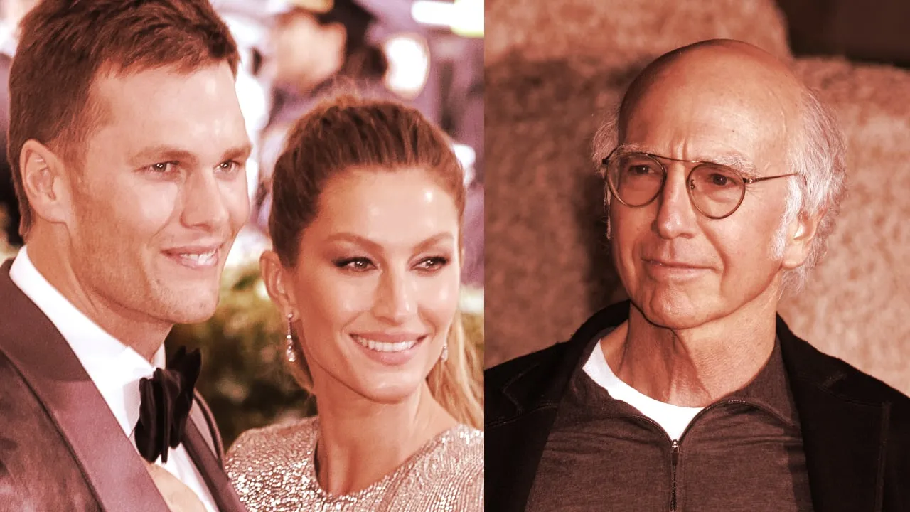 Tom Brady, Giselle Bundchen, and Larry David. Images: Shutterstock