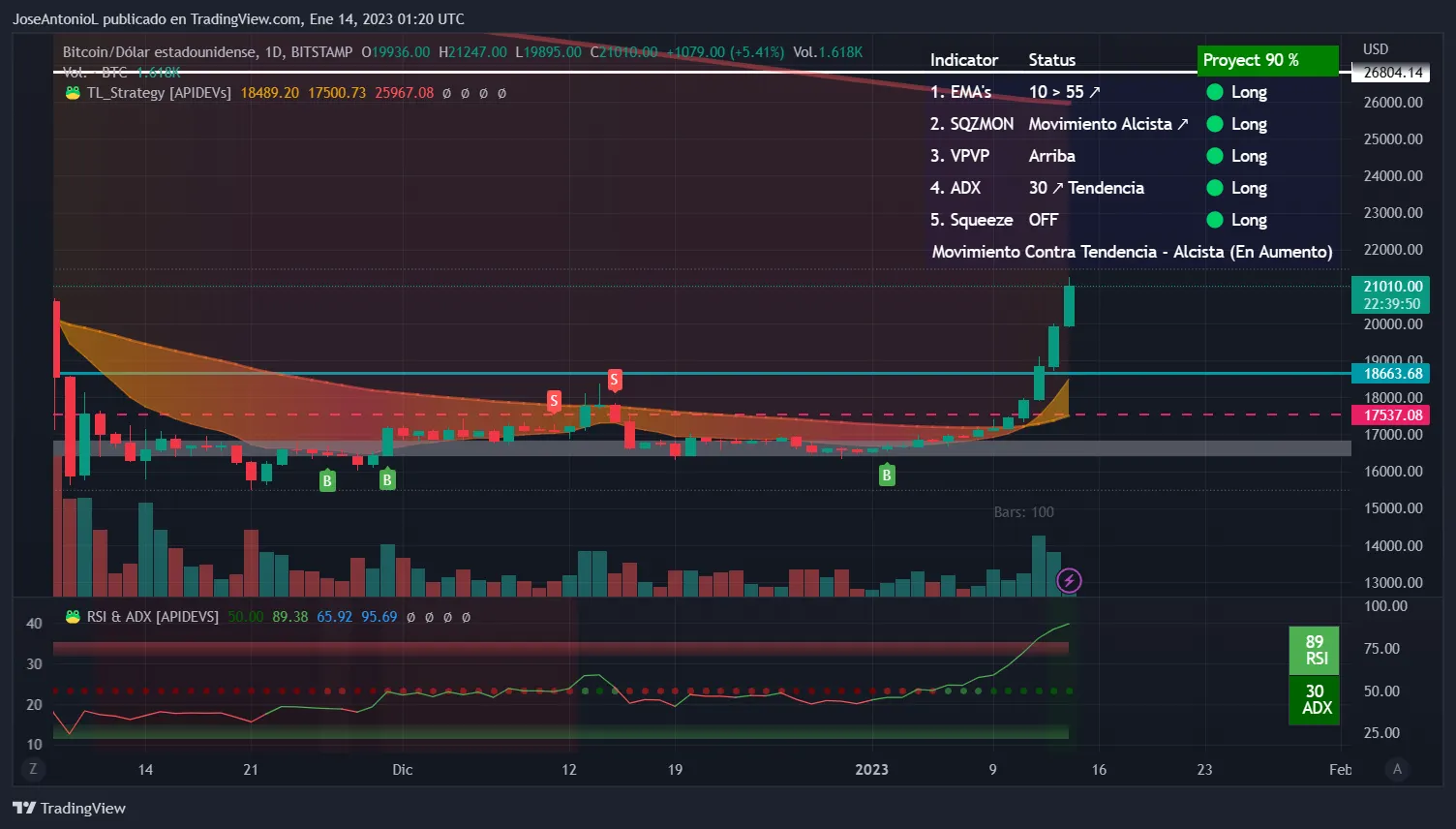 Precio de Bitcoin. Imagen: Tradingview