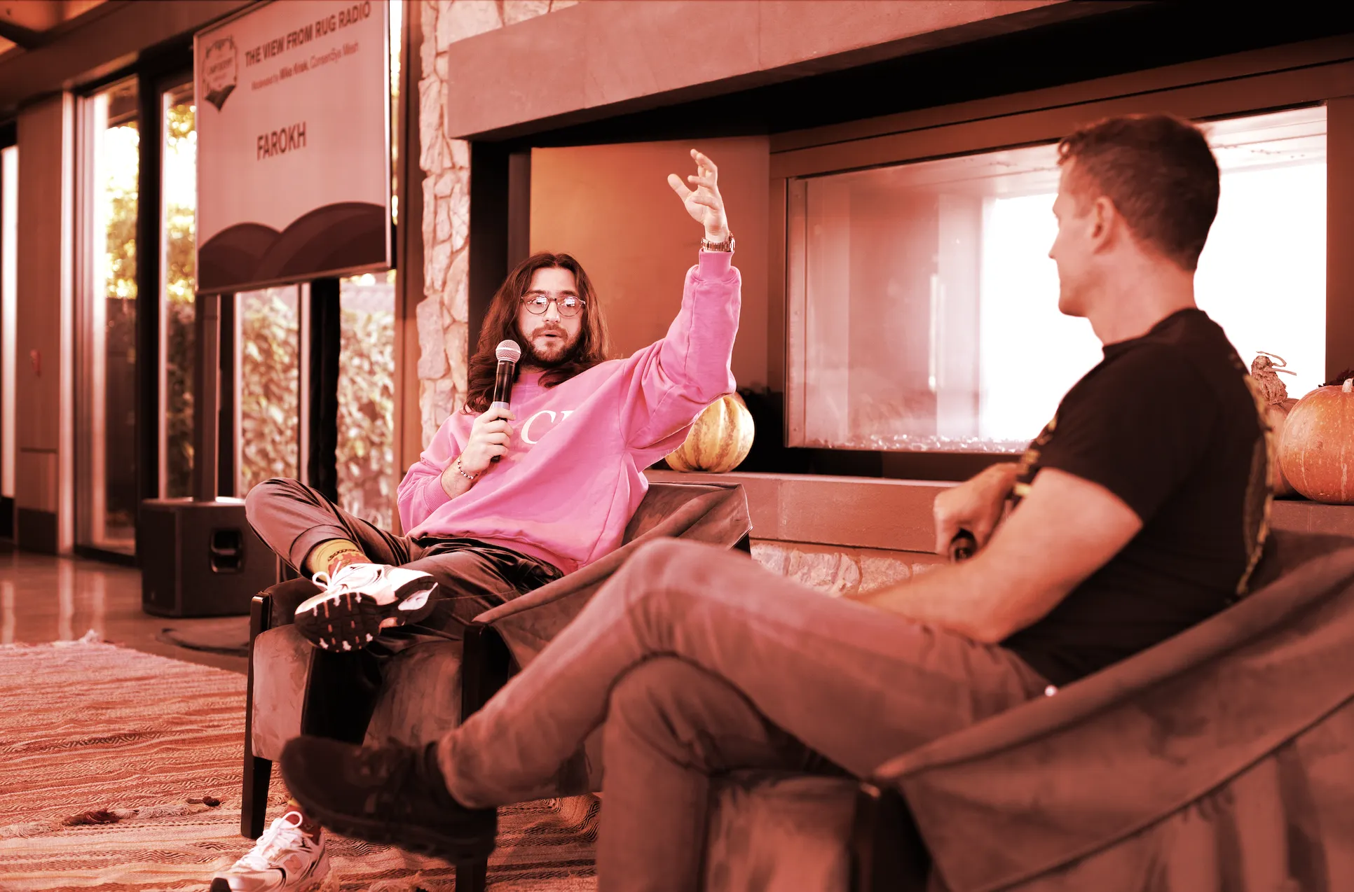 Farokh speaks on a panel with Mike Kriak of ConsenSys Mesh at Camp Decrypt in Napa, CA, in October 2022. (Photo: Chie Endo)