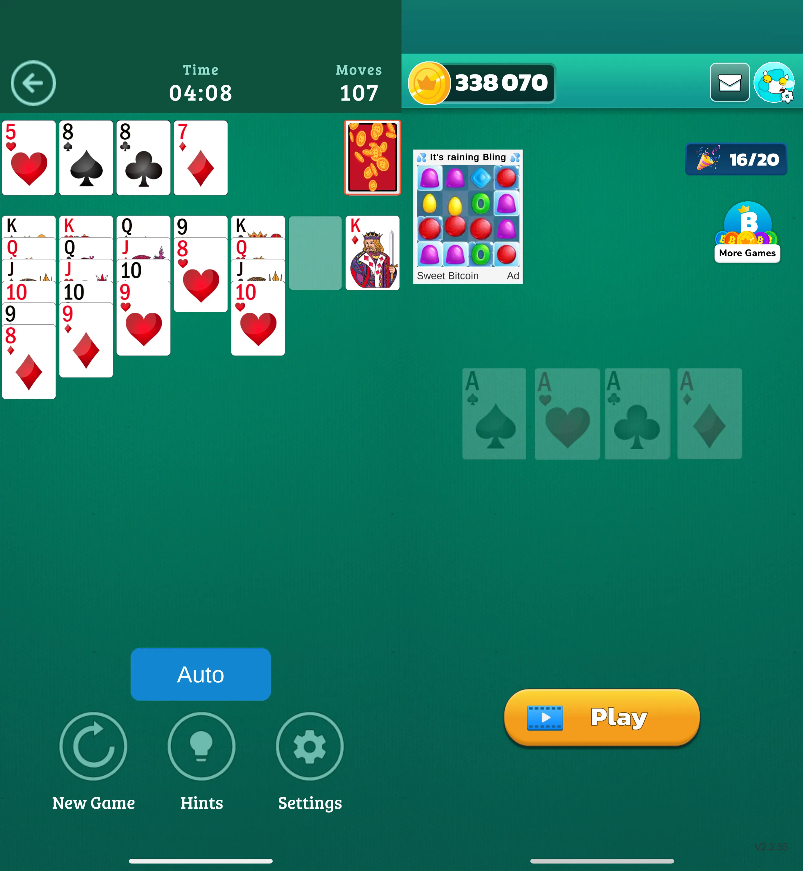 Bitcoin Solitaire Bling