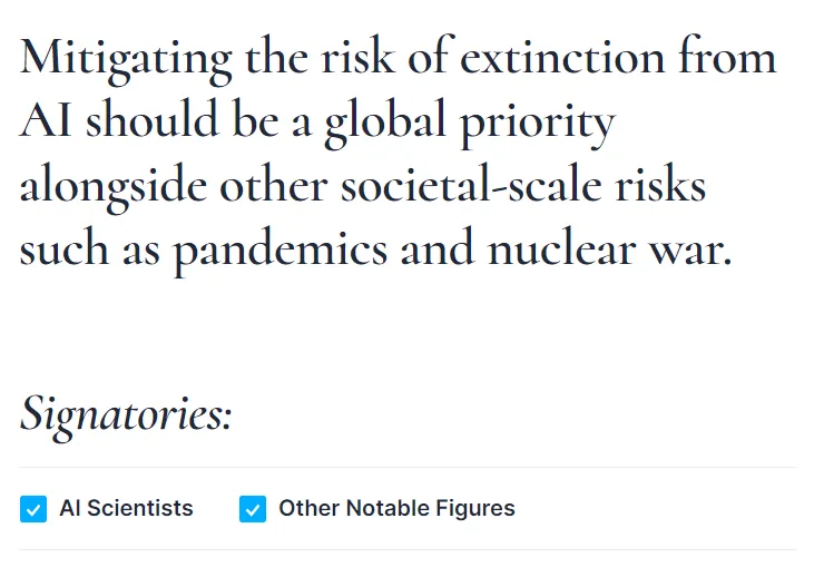 Déclaration sur les risques de l'IA. Source : Center for AI Safety