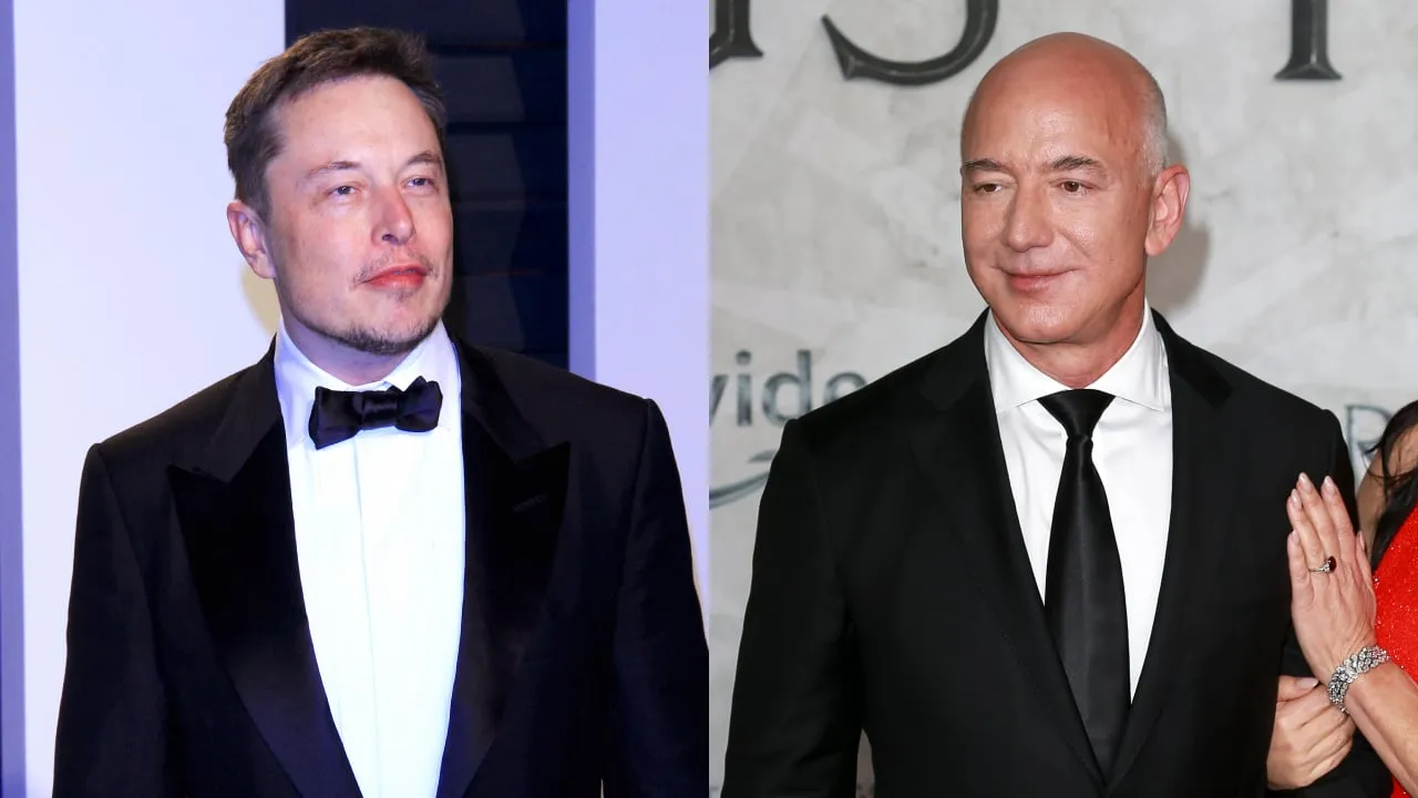 Elon Musk and Jeff Bezos. Images: Shutterstock