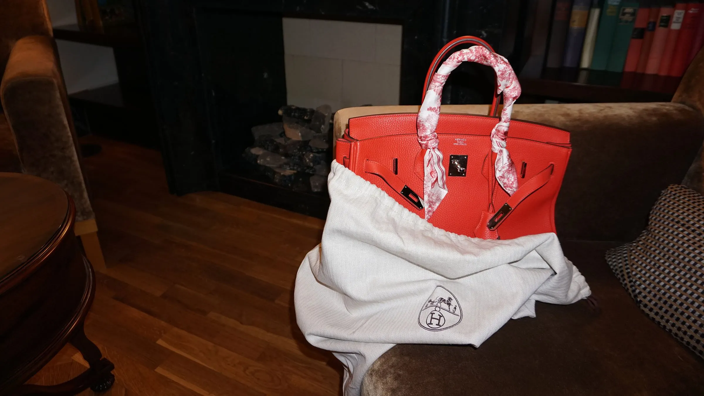 A Hermes Birkin in Rouge Tomate. Image: Tony Neil Thompson/Shutterstock.com.