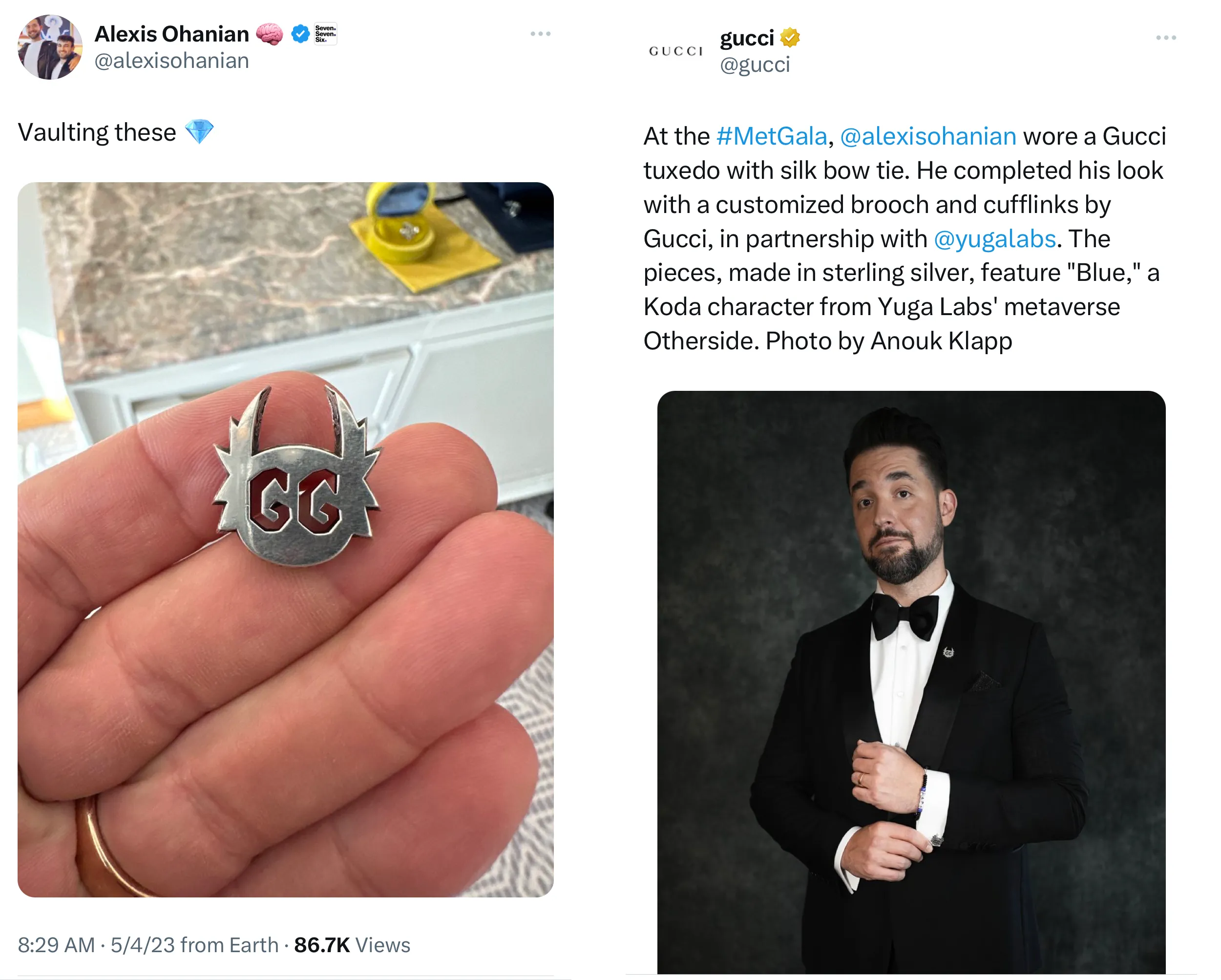 Alexis Ohanian's Gucci Brooch
