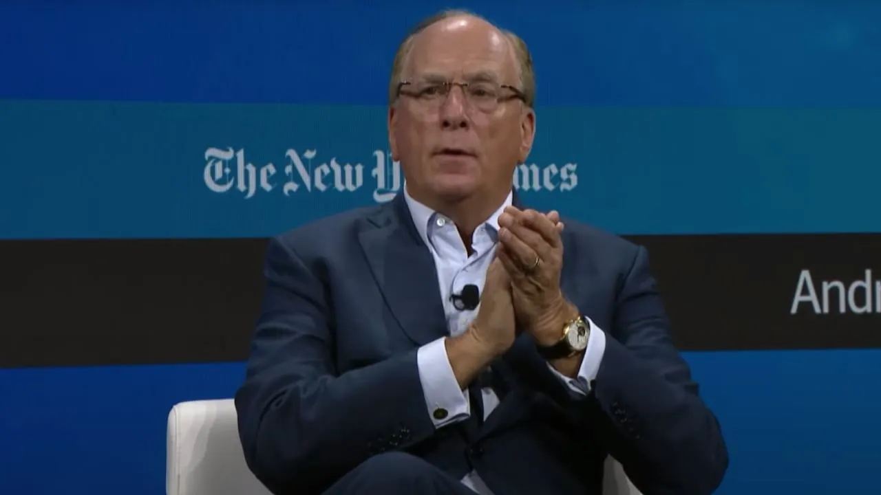 BlackRock CEO Larry Fink. Image: New York Times Dealbook Summit/YouTube