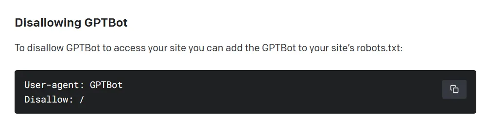 OpenAI ChatGPT in Robots.txt