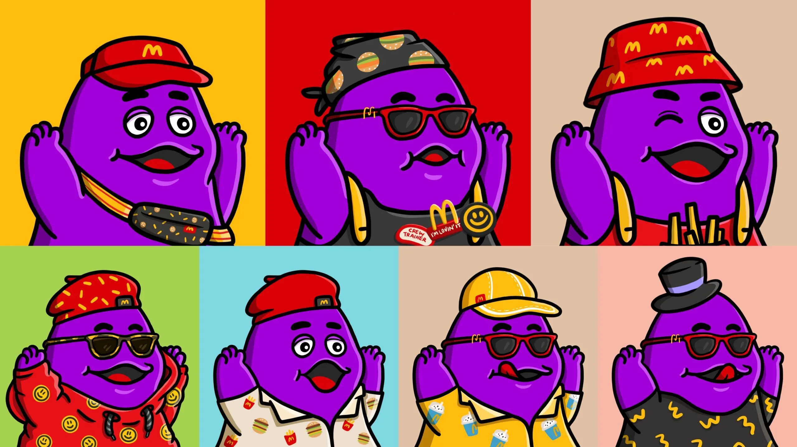 Sample artwork from the Grimace NFT collection. Image: McDonald's Singapore