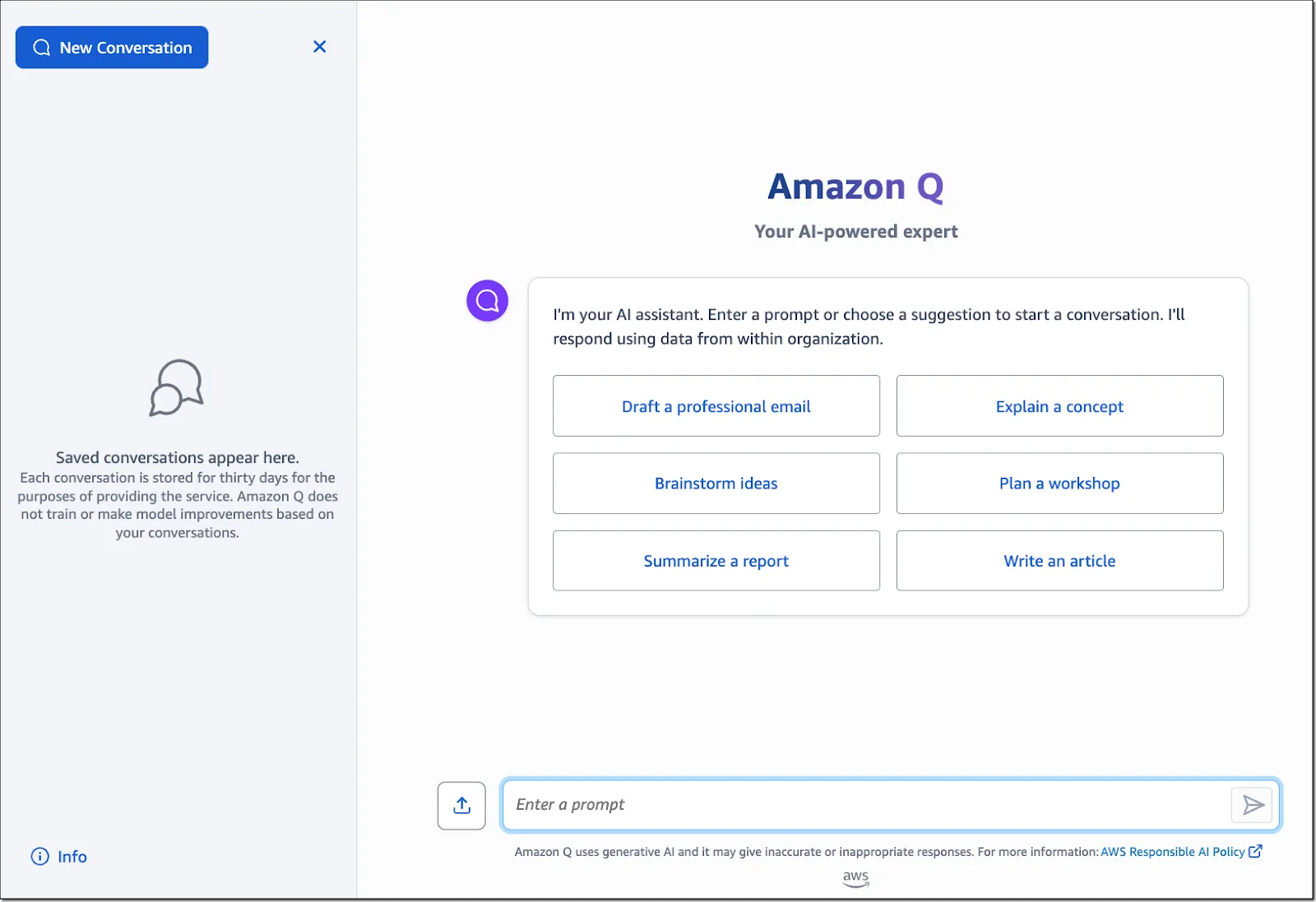 Amazon Q AI Model interface