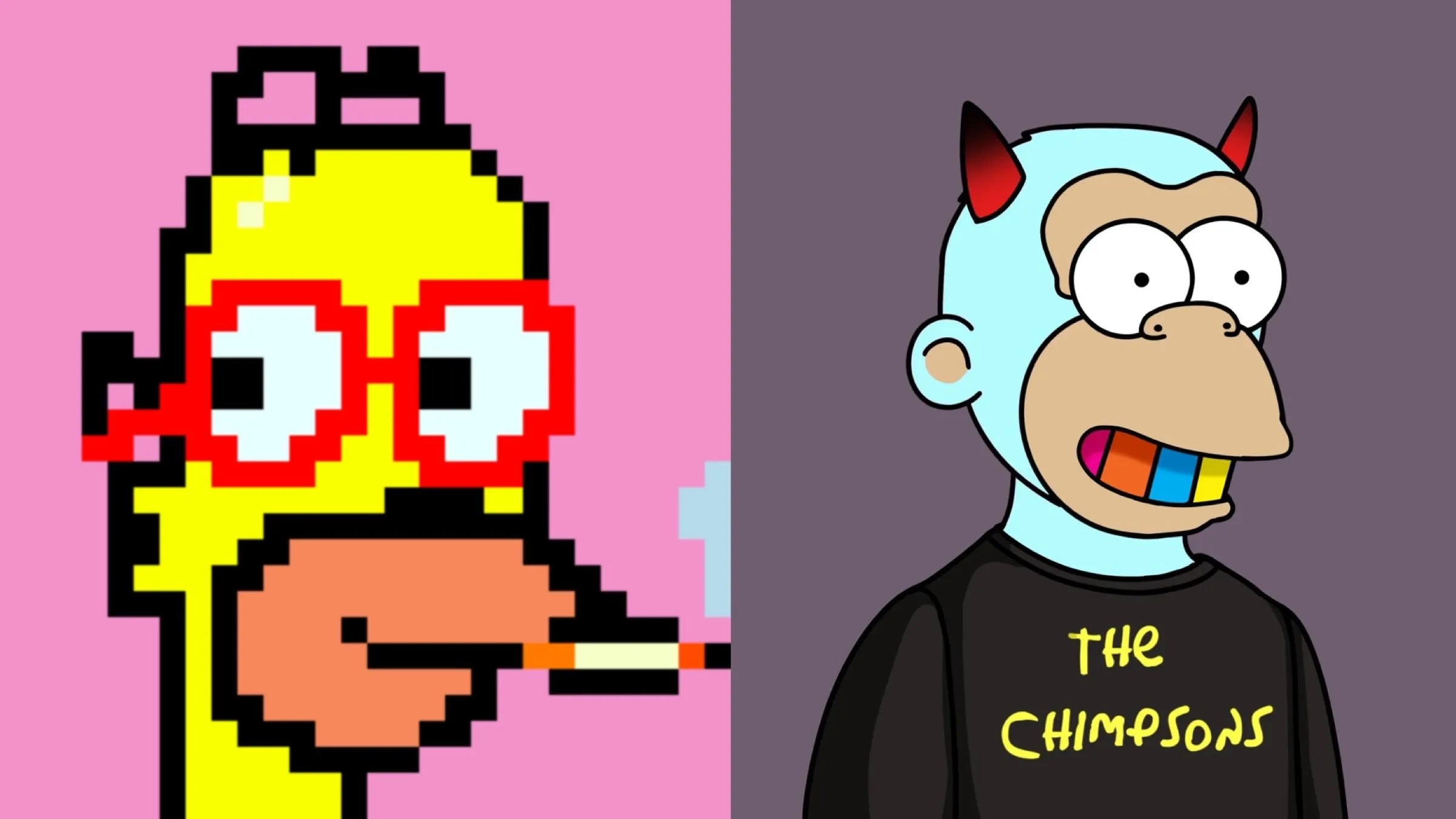 Springfield Punks #973 (left) and Chimpson #2242
(right). Image: OpenSea