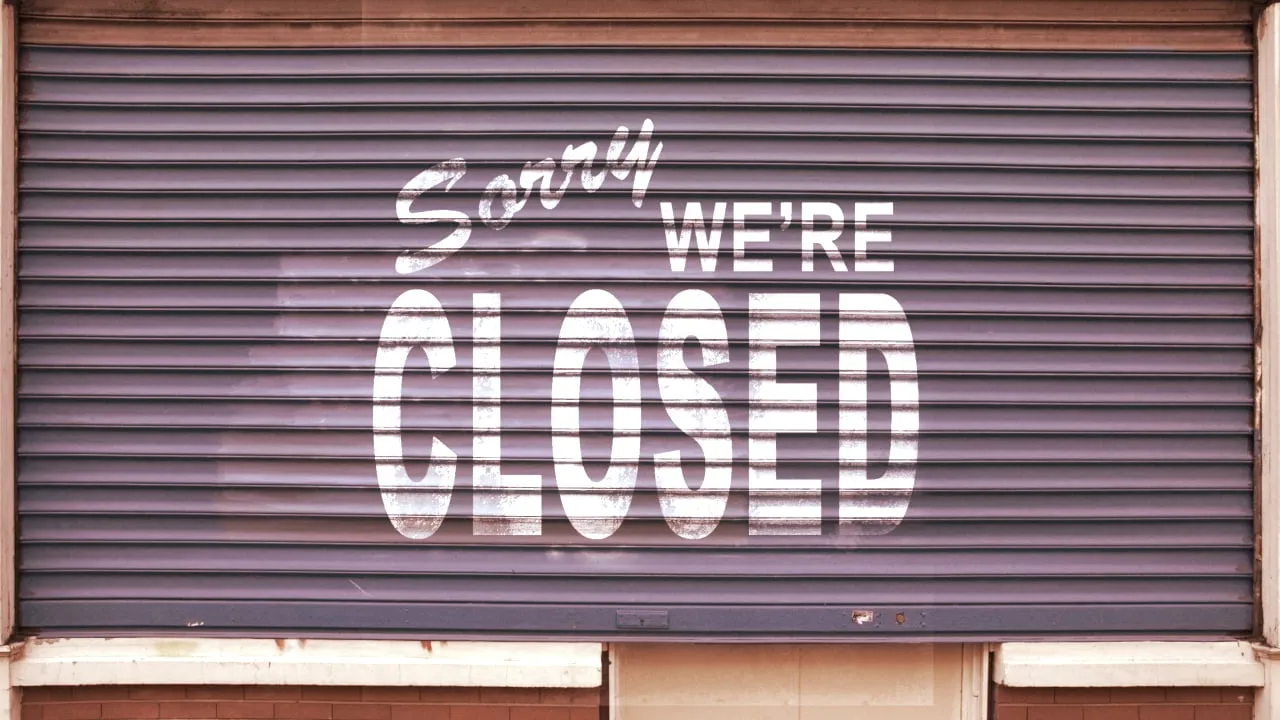 Another crypto business has shut down. Image: Shutterstock