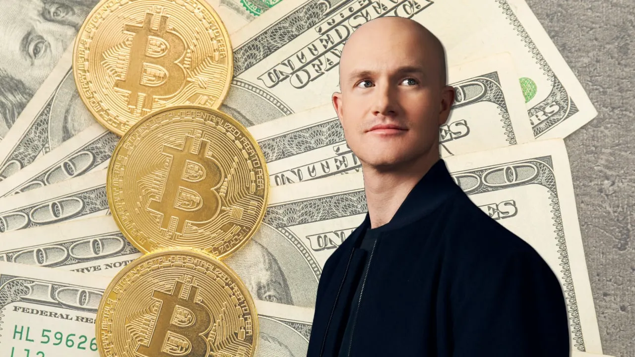 Coinbase CEO Brian Armstrong and Bitcoin. Image: Shutterstock/Coinbase