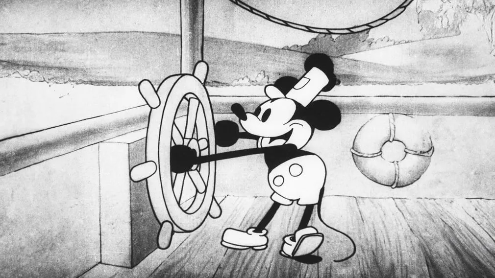 Mickey Mouse (and Minnie) debuted in the touchstone animated short, Steamboat Willie, on November 18, 1928. Image: Disney