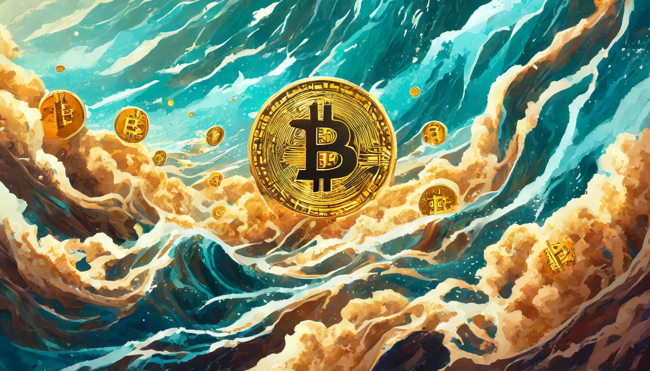 Bitcoin riding the wave. Image: Created by Decrypt using AI