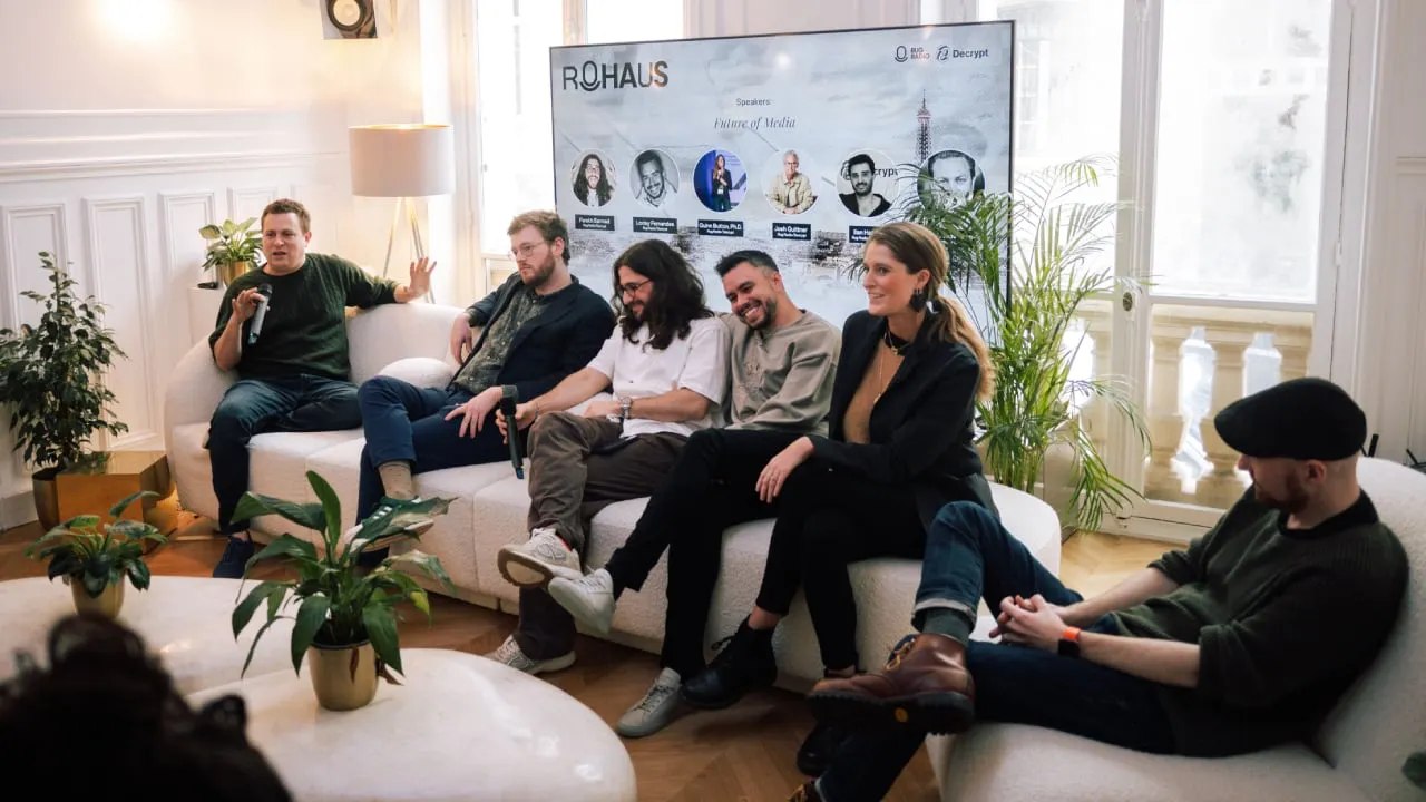 L-R: Keith Grossman, President, MoonPay, Sander Lutz, Reporter, Decrypt, Farokh, President, DASTAN, Loxley, CEO, DASTAN, Quinn Button, Ph. D, COO, DASTAN, Stephen Graves, Special Projects Editor, Decrypt