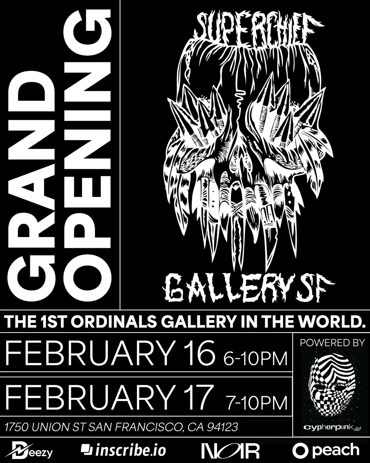 A flyer from the Superchief Gallery SF opening weekend