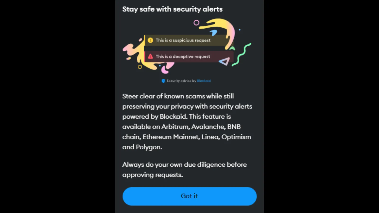 MetaMask Security alert
