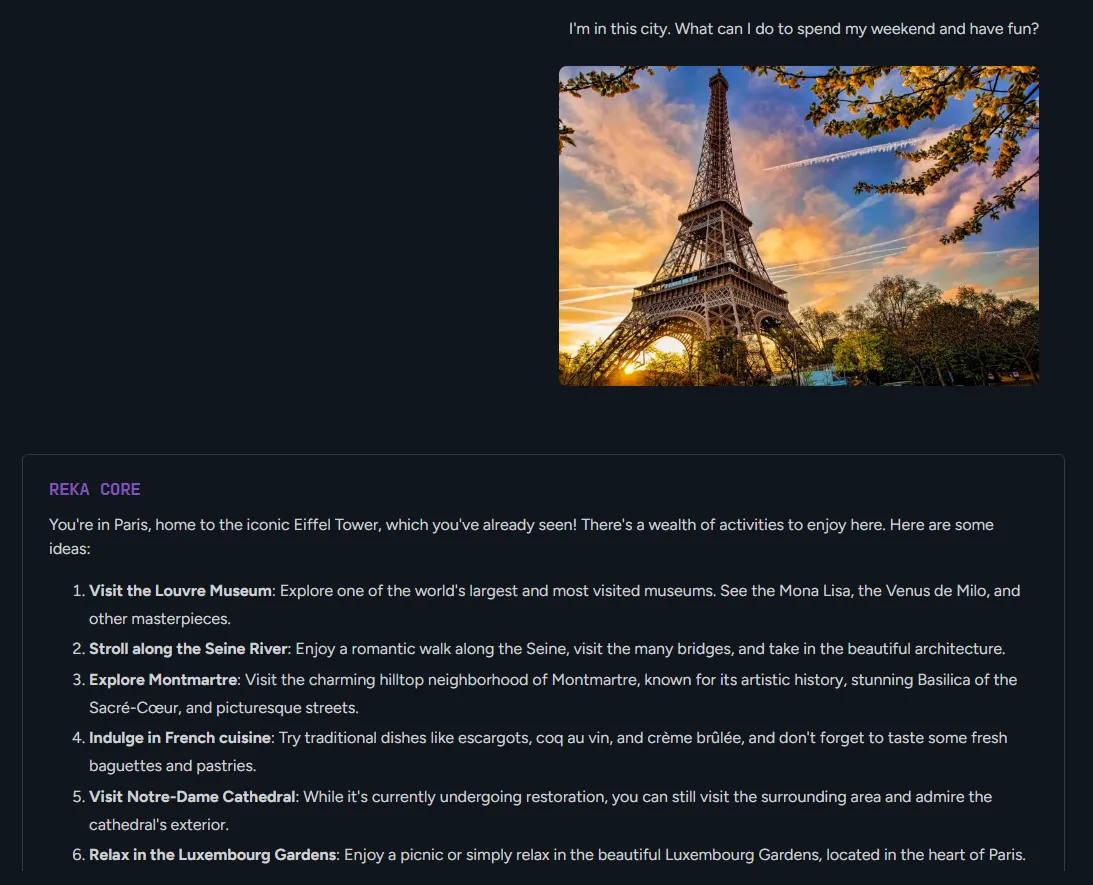 reka core infère que l'utilisateur est à Paris à partir d'une photo