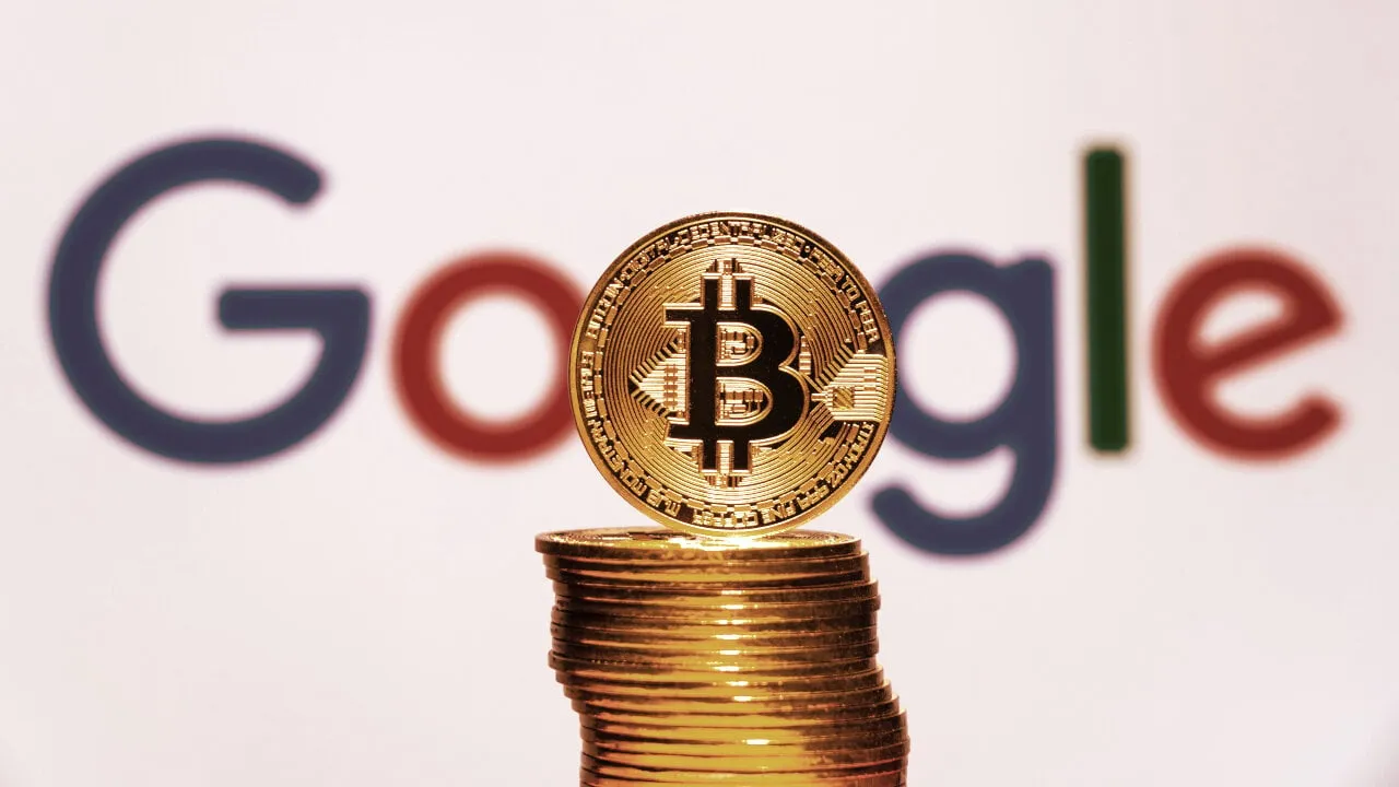 Google and Bitcoin. Image: Shutterstock