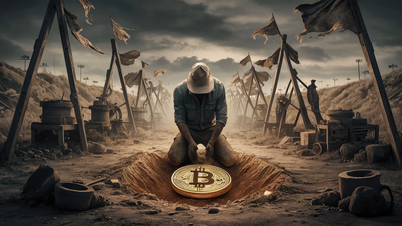 A Bitcoin miner uncovers the final sat. Image: Created by Decrypt using AI