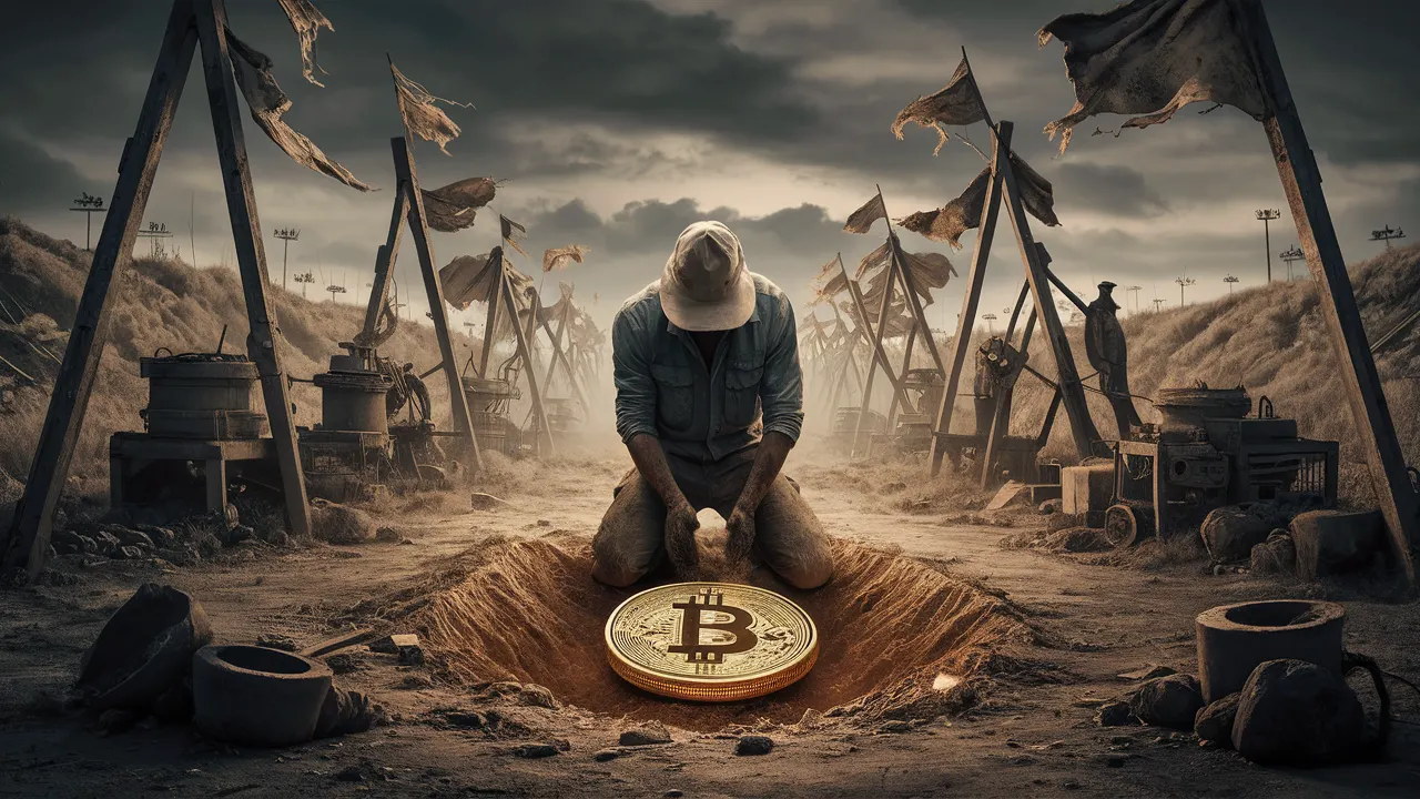 A Bitcoin miner uncovers the final sat. Image: Created by Decrypt using AI