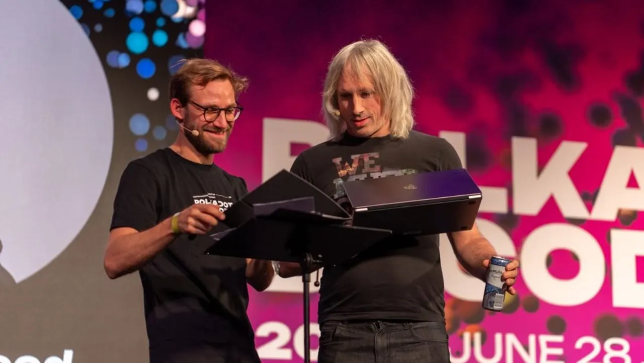 Parity CEO Björn Wagner and Polkadot founder Gavin Wood at Polkadot Decoded 2023. Image: Polkadot