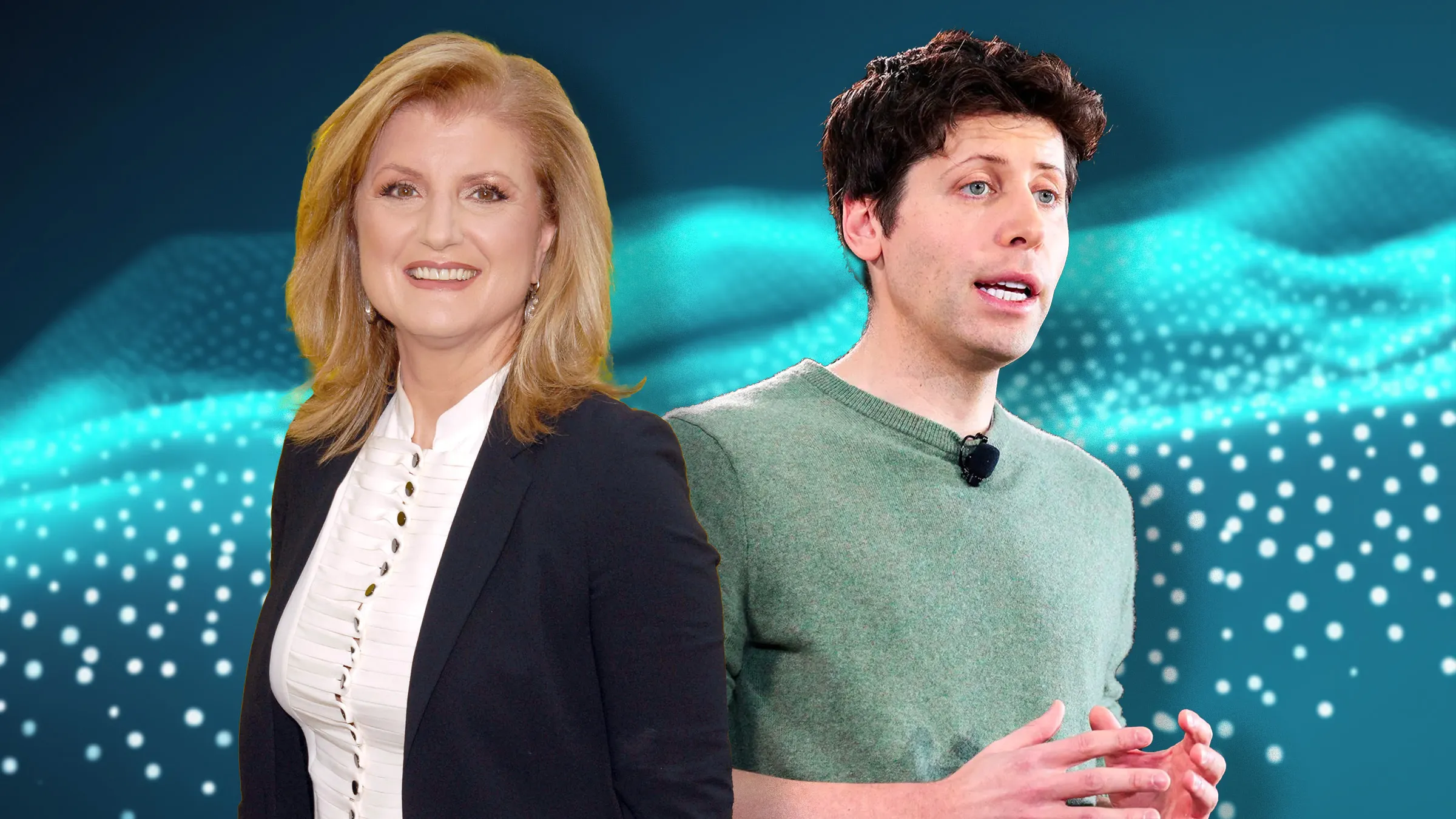 Arianna Huffington and Sam Altman. Photo illustration. Images: Shutterstock