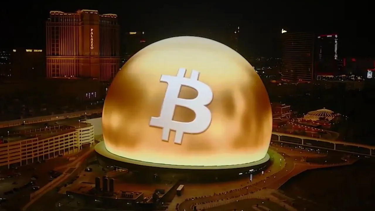 Still from a promotional video of Bitcoin on the Las Vegas Sphere. Image: Crypto.com
