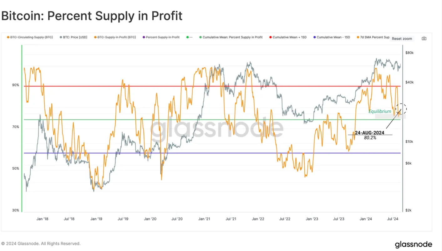 Glassnode Bitcoin Percent in Profit