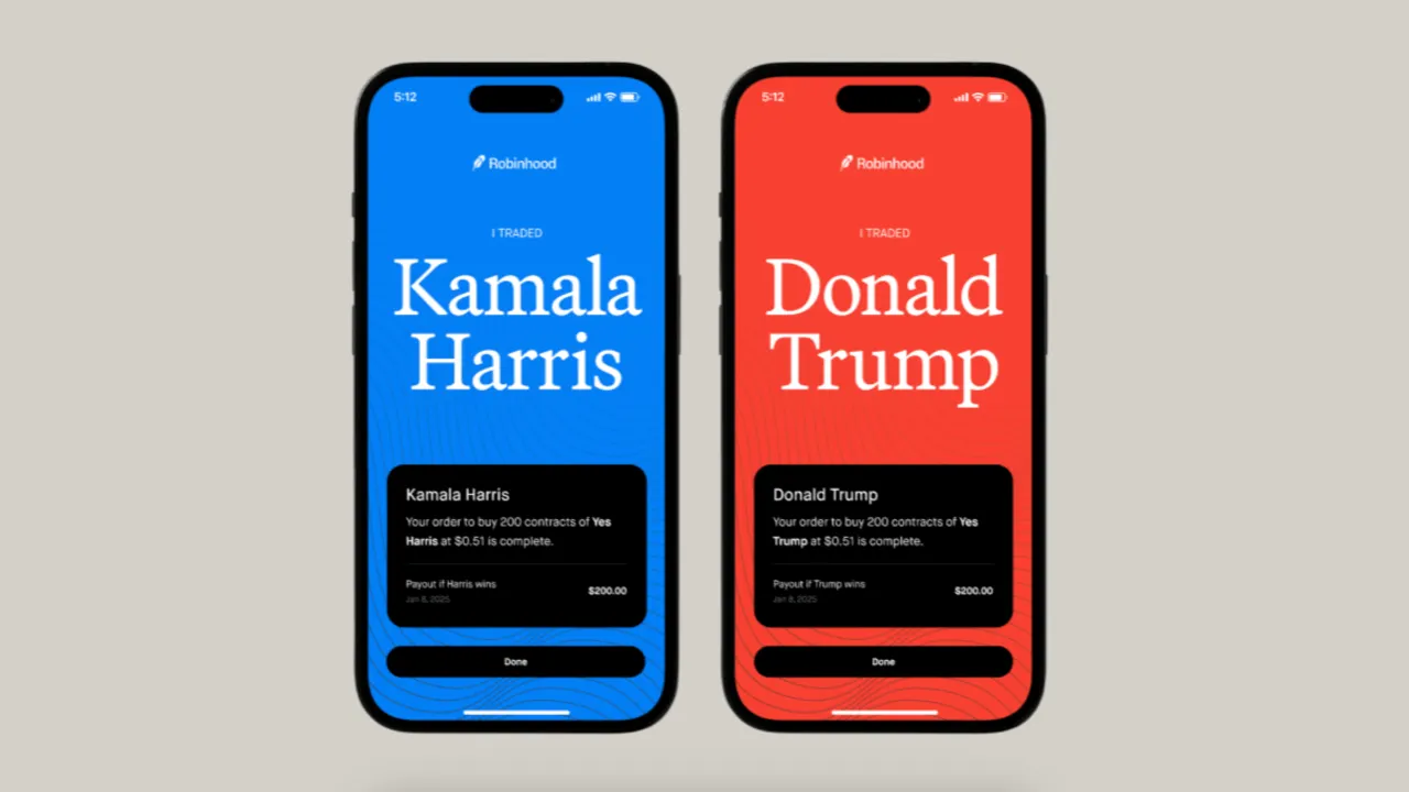 Robinhood's U.S. election markets. Image: Robinhood