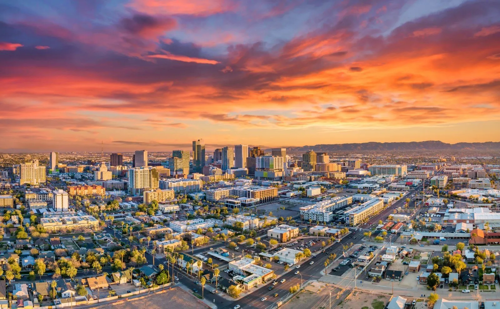 Phoenix Arizona AZ Drone Downtown Skyline. Image: Shutterstock