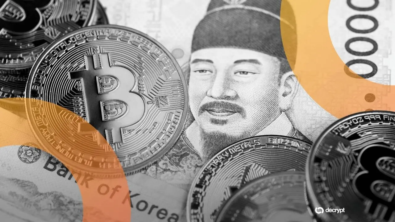 Bitcoin and South Korean won. Image: Shutterstock/Decrypt