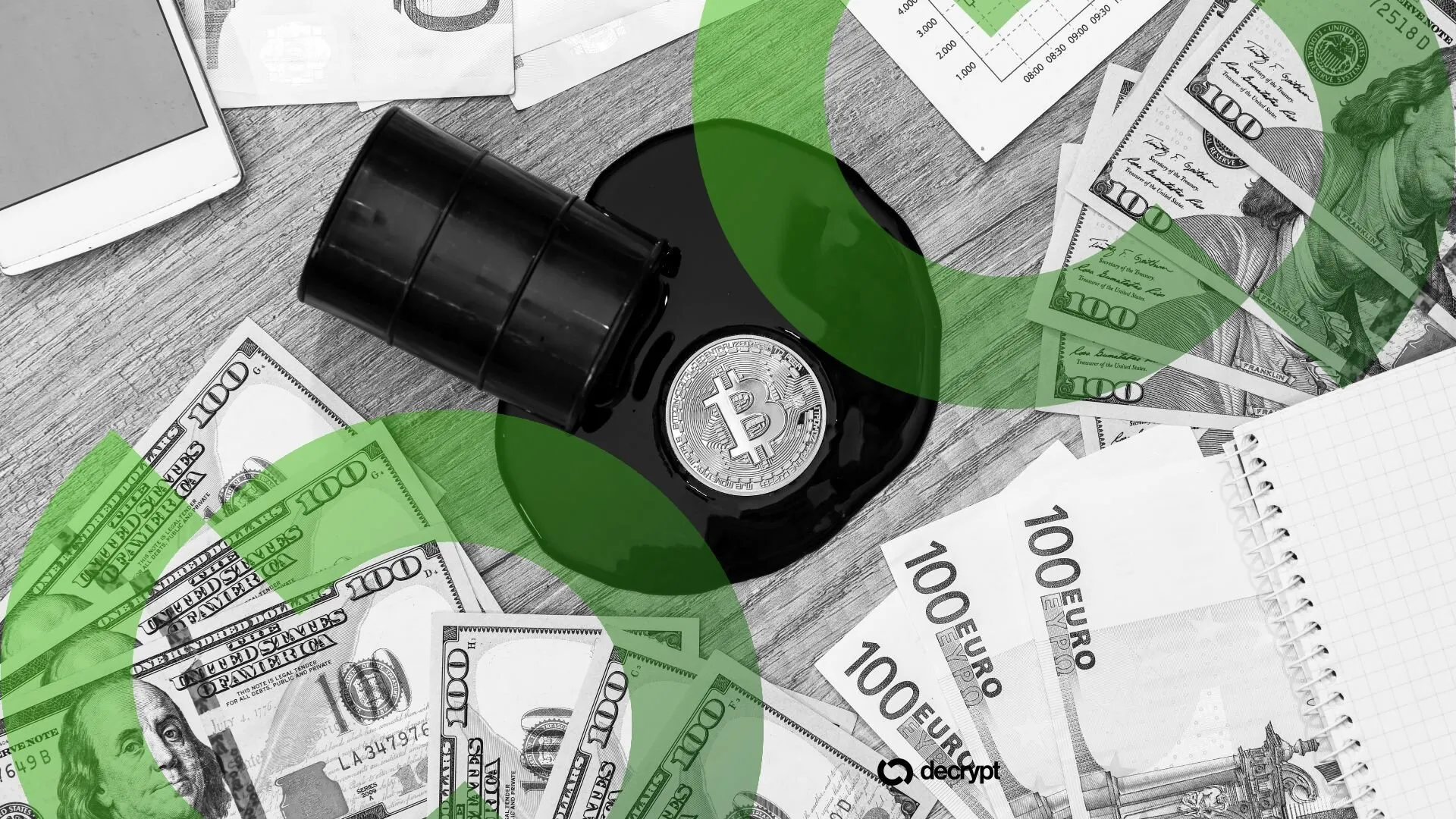 Bitcoin and oil. Image: Shutterstock/Decrypt