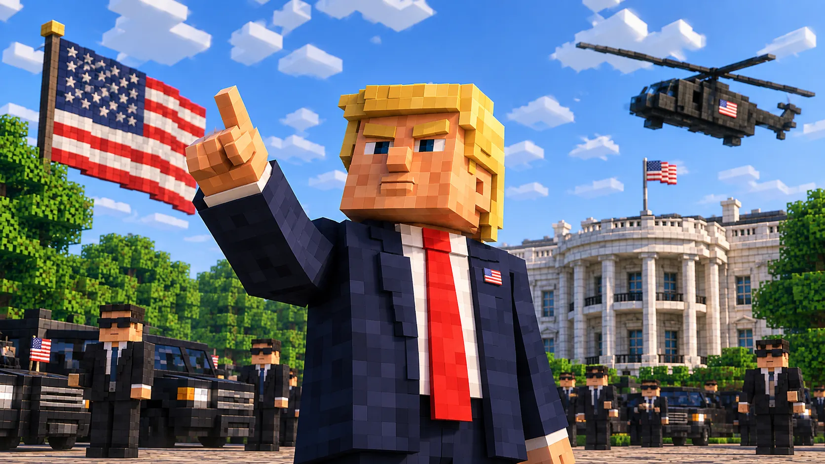 Donald Trump in Minecraft. Image created by Decrypt using AI