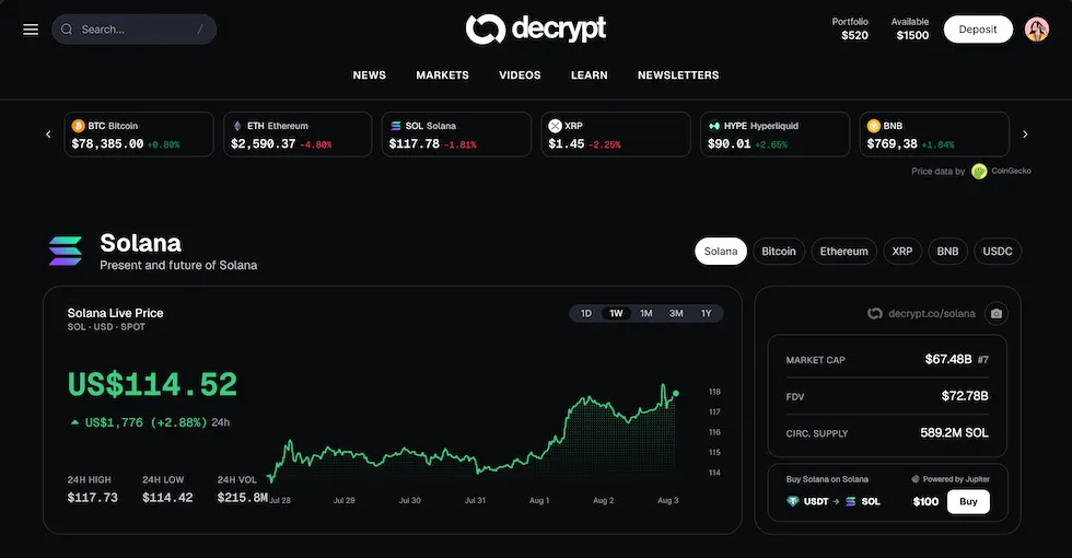 Solana Dashboard – Decrypt