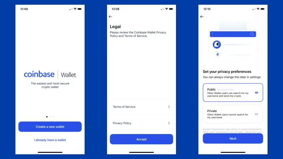 Coinbase Wallet screenshots