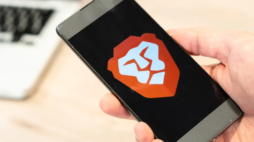 Brave browser logo on phone