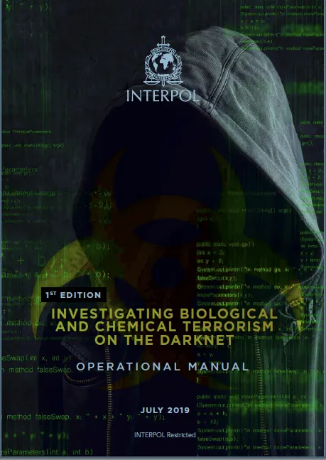 Portada del manual de INTERPOL "Investigando el Terrorismo Biológico y Químico en la Darknet" (Fuente: INTERPOL)