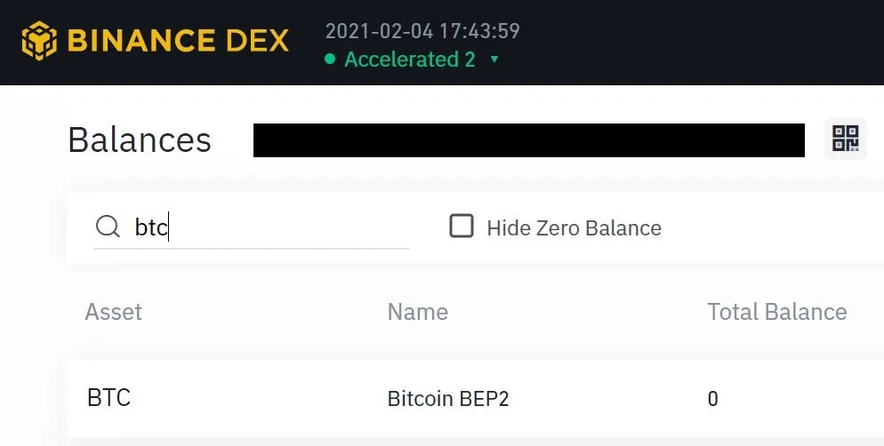 Binance DEX captura de pantalla