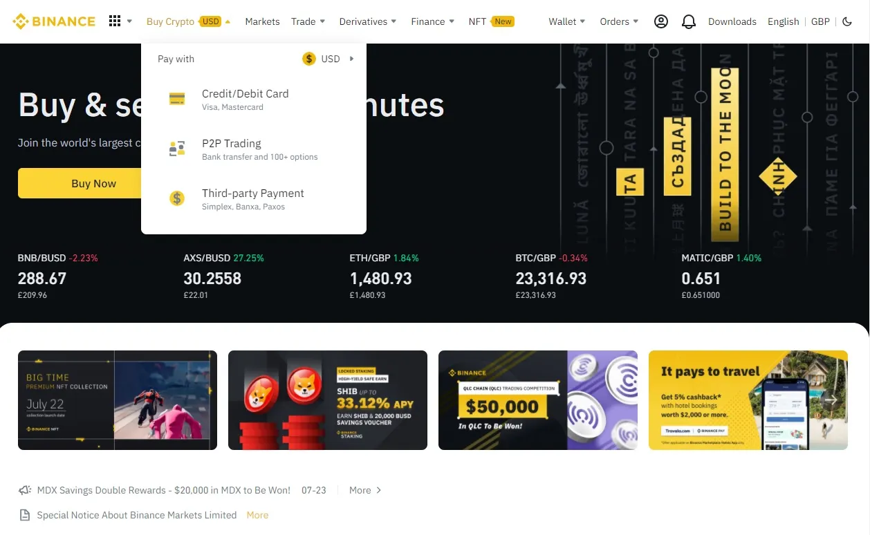 Binance screenshot