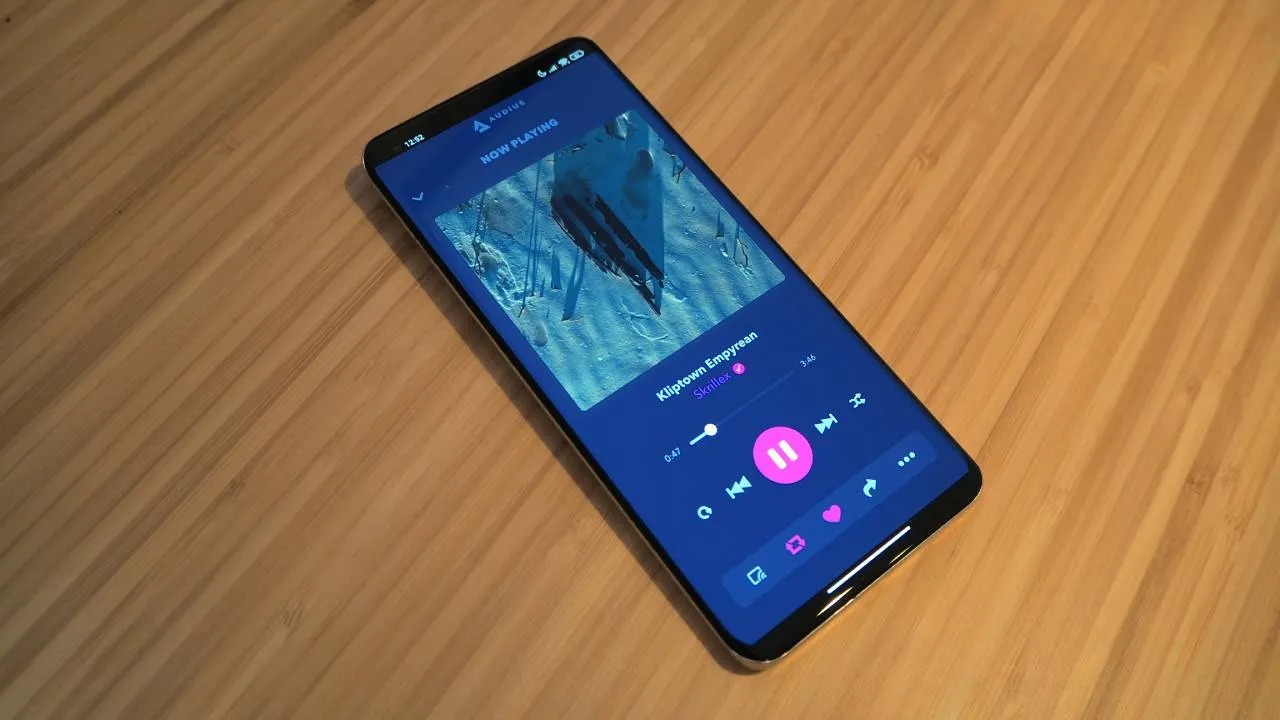 Smartphone showing Audius app